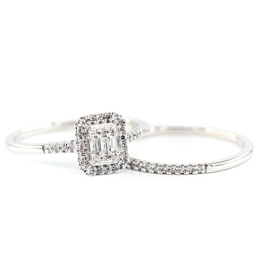 Emerald Cut Halo Diamond Bridal Set 4690055