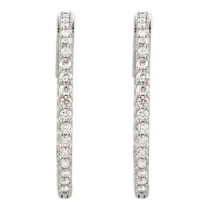 Platinum 1 CTW Natural Diamond Inside-Outside 26.5 mm Hinged Hoop Earrings 650183:132:P