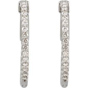 Platinum 1/2 CTW Natural Diamond Inside-Outside 19 mm Hinged Hoop Earrings 650183:137:P