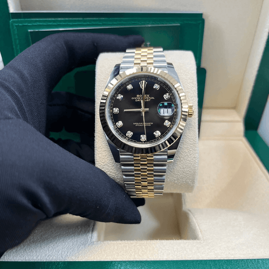 Rolex Datejust 41 Two-Tone Fluted Black Diamond-Set Jubilee Watch 126333-0006