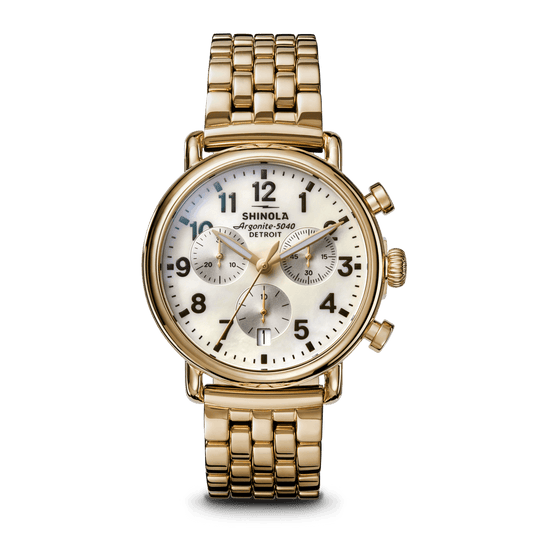 Shinola Runwell Chronograph Watch S0120315254-1-WhtMOP-37-USA