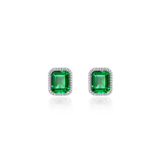 May Birthstone Solitaire Stud Earrings BE008EMP00