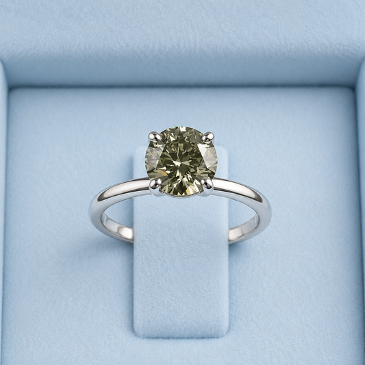 Round Brilliant Fancy Vivid Green Diamond Ring LG779655604