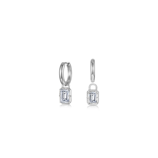 Emerald-Cut Padlock Huggies
