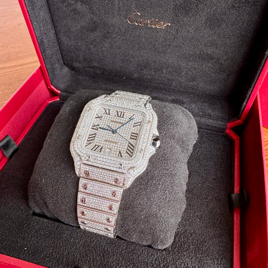 Cartier Santos de Cartier Large Custom Diamond | Ref. WSSA0018 | 2023 Complete Set