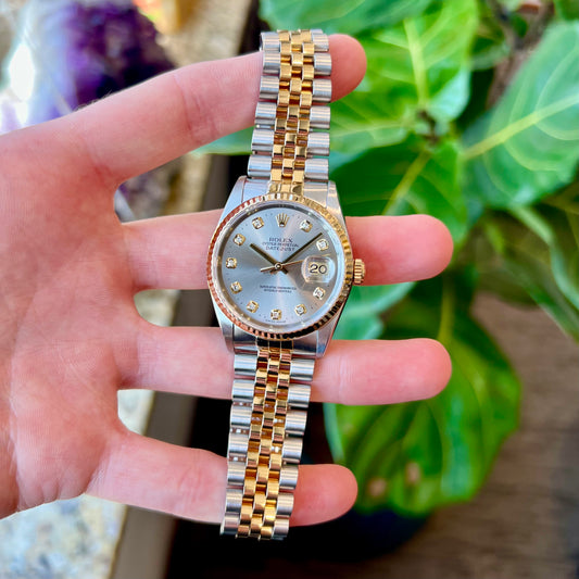 Rolex Datejust 36 Grey Diamond Dial | Two-Tone 18K Yellow Gold | Ref. 16233 | 1990 | Full Set