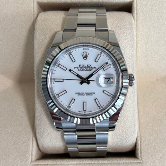 Rolex Datejust 41 White Dial | White Rolesor | Ref. 126334 | Complete Set