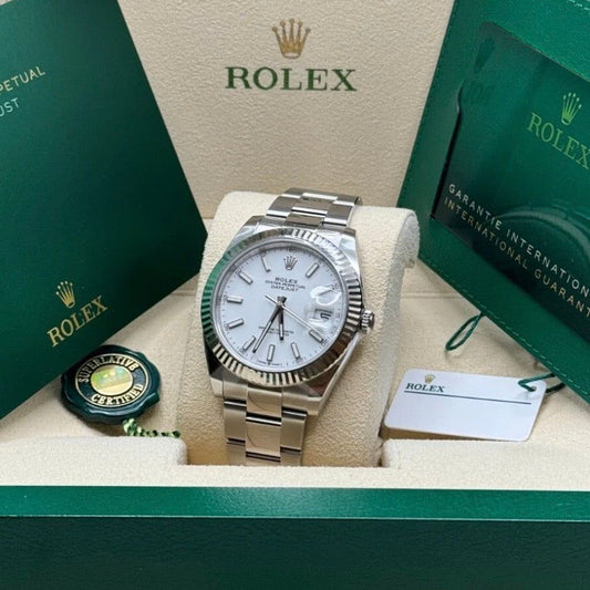 Rolex DateJust 41 mm, Oystersteel & White Gold Bezel 126334