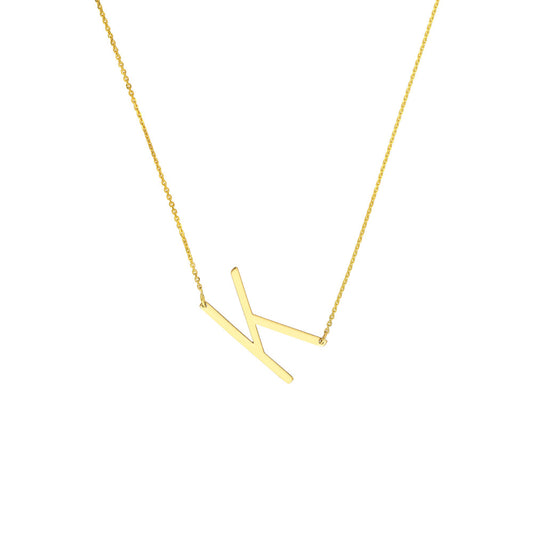 Sideways Block Initial Necklace
