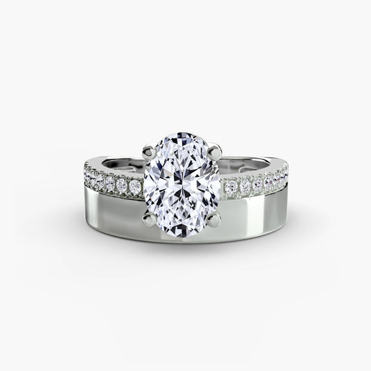 Wide Band Solitaire with PavΓ© Band