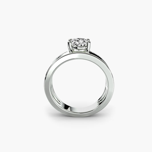 Wide Band Solitaire with PavΓ© Band