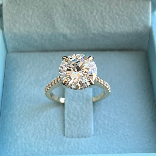 Round Brilliant Diamond Ring w/ Hidden Diamond Halo & Diamond Band Accents LG696544535