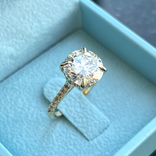 Round Brilliant Diamond Ring w/ Hidden Diamond Halo & Diamond Band Accents LG696544535