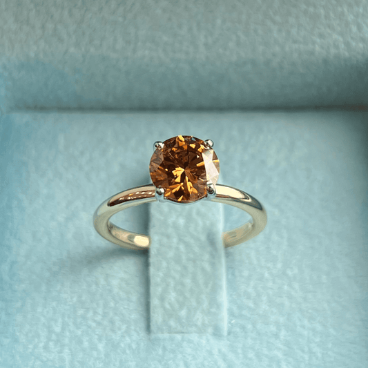Round Brilliant Cognac Diamond Two Toned Ring LG722510365