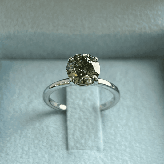 Round Brilliant Fancy Vivid Green Diamond Ring LG779655604