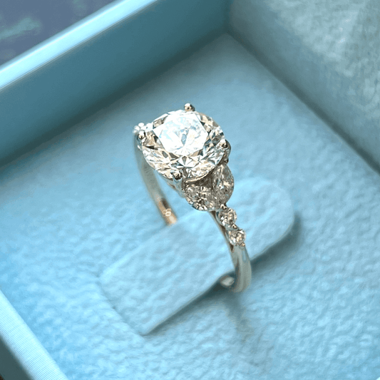 Round Brilliant Diamond Ring w/ 4 Marquise Diamond Accents LG536277062
