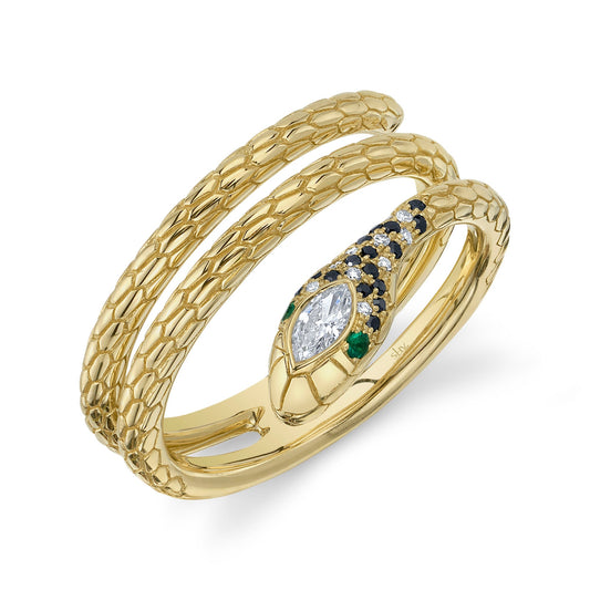 0-17ct-black-white-diamond-0-02ct-emerald-snake-ring