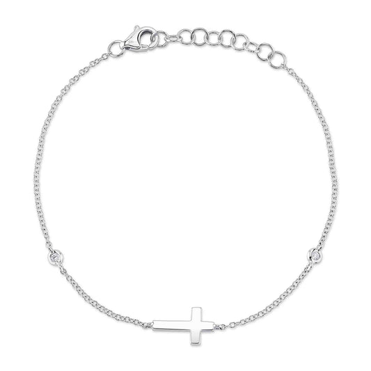 shy-creation-0-03ct-diamond-bezel-cross-bracelet-sc55026525