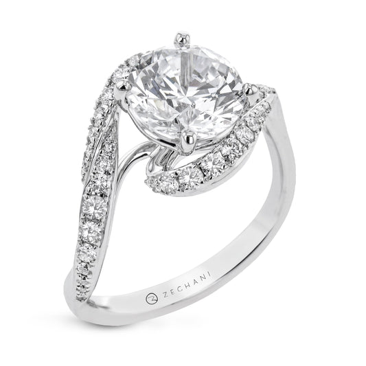Round Engagement Ring in 14k Gold with Diamonds ZR2345