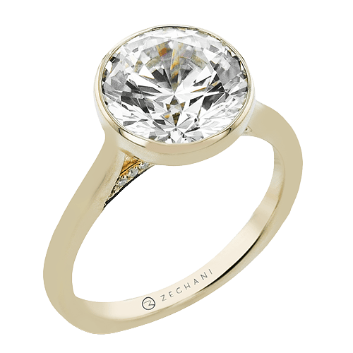 Bezel-set Engagement Ring in 14k Gold with Diamonds ZR2606