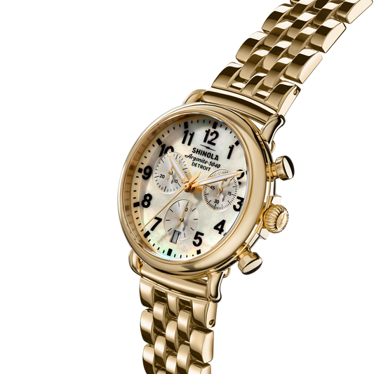 Shinola Runwell Chronograph Watch S0120315254-1-WhtMOP-37-USA
