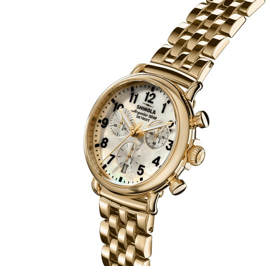Shinola Runwell Chronograph Watch S0120315254-1-WhtMOP-37-USA