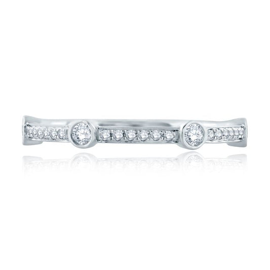 A.Jaffe Stackable Rings Bezel Set Diamond Accent Half Circle Stacking Band WR1079Q/19