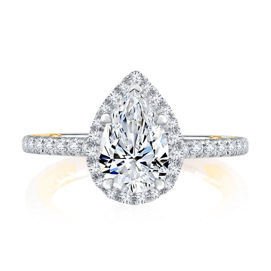 A.Jaffe Engagement Rings Classic Two Tone Halo Pear Cut Diamond Engagement Ring MECPS2332Q/145
