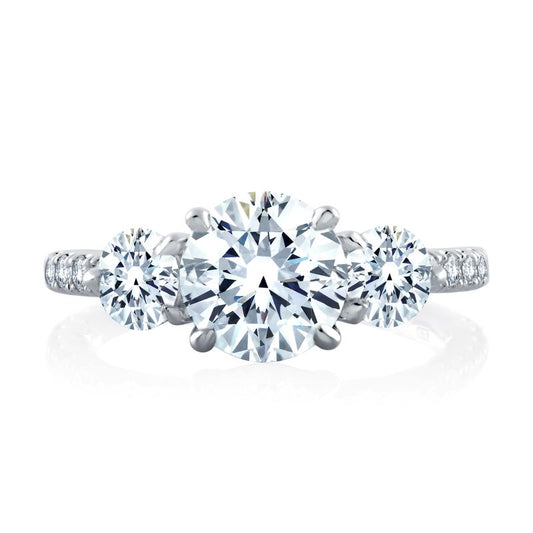 A.Jaffe Engagement Rings Three Stone Round Engagement Ring with Diamond Band ME1871Q/308