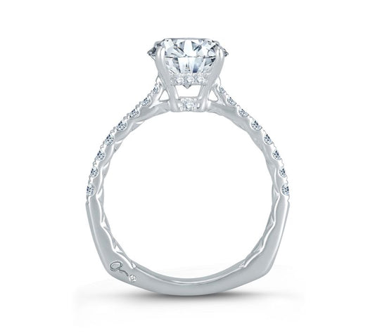 A.Jaffe Engagement Rings French Pave Round Center Diamond Quilted Engagement Ring MES755Q/101
