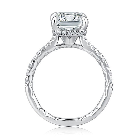 A.Jaffe Engagement Rings Radiant Shaped Diamond Engagement Ring with Hidden Halo and Quilts Interior Diamond Band MECRA3024Q/340