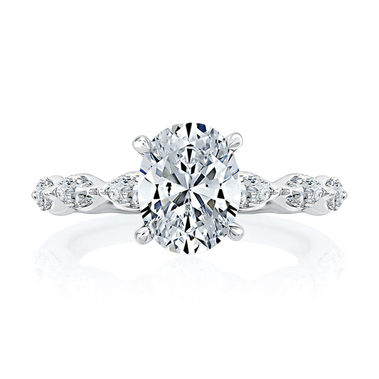 A.Jaffe Engagement Rings Four Prong Oval Center Diamond Engagement Ring MECOV2851/230B