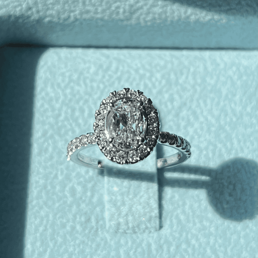 L’Amour Crisscut Oval Brilliant Diamond Ring w/ Halo & Diamond Band Accents LG538265143
