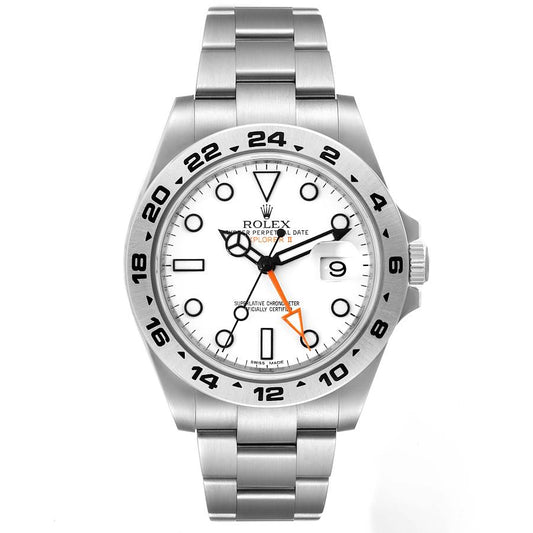 Rolex Explorer II 42 White Polar Dial Orange Hand Steel Mens Watch, Box Card 216570