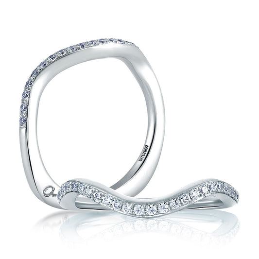 A.Jaffe Wedding Bands Curved Halfway Diamond Wedding Band Signature Shankβ’ MRS410/18
