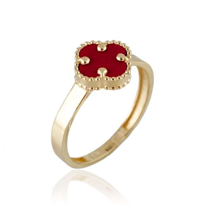 10k Gold Red Clover Ring