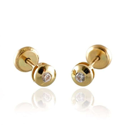14k Yellow Gold Round Stud Earrings
