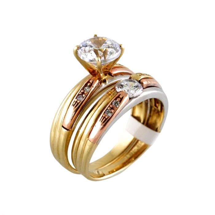 14k Tri-Color Gold Engagement Ring