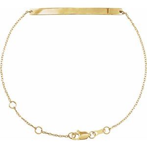 14K Yellow Engravable Skinny Bar 6 1/2-7 1/2" Bracelet BRC887:101:P