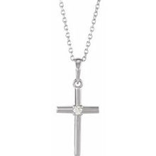 Sterling Silver .03 CT Natural Diamond Cross 16-18