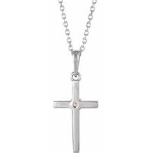 Sterling Silver .03 CT Natural Diamond Cross 16-18