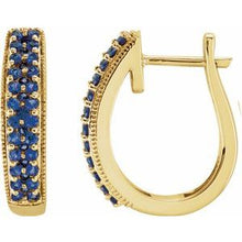 14K Yellow Natural Blue Sapphire 18.5 mm Hoop Earrings 651258:70000:P
