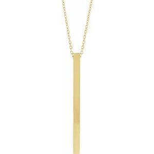 14K Yellow Engravable Four-Sided Bar 16-18" Necklace 87619:135:P