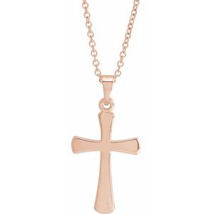 14K Rose Cross 18" Necklace