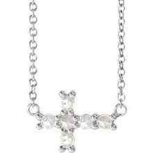 14K White 1/8 CTW Rose-Cut Natural Diamond Sideways Cross 16-18
