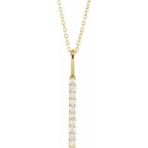 14K Yellow 1/6 CTW Natural Diamond Vertical Bar 16-18" Necklace 88140:125:P