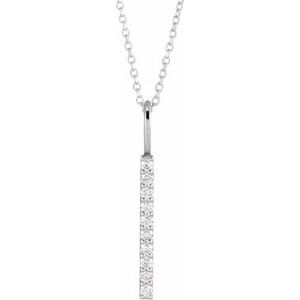14K White 1/6 CTW Natural Diamond Vertical Bar 16-18" Necklace 88140:127:P