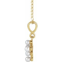 14K Yellow Cultured White Seed Pearl Youth Cross 16