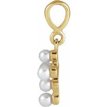 14K Yellow Cultured White Seed Pearl Youth Cross Pendant R50023:108:P