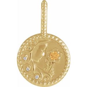 14K Yellow Natural Spessartite Garnet & .0075 CTW Natural Diamond Virgo Charm/Pendant 88215:114:P